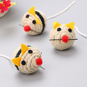 Juguete Interactivo para Gatos con Sonido, Pelota de Sisal en Forma de Ratón, 6cm, 23g, Gran Venta - Product Image 3