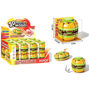 Jouets anti-stress en forme de burger à presser et à tourner, en plastique, 24 pièces en boîte de présentation, écologiques, gyroscopiques, portables, pour le bureau, les voyages, cadeau - Product Image 6