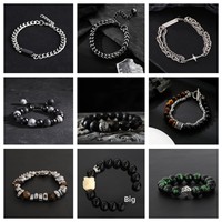 Bracelet tendance en acier inoxydable plaqué or pour homme, ajustable, maillons cubains épais, forme géométrique, idéal pour un cadeau
