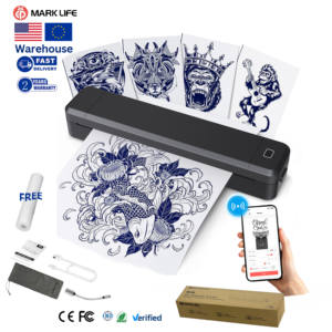 Stampante Termica A4 per Tatuaggi 203dpi - Etichettatrice Wireless Portatile Senza Inchiostro per <span class=keywords><strong>Stampa</strong></span> di Stencil e Modelli a Caldo - Product Image 1