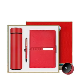 Hot Selling Business Gift Set Items Custom Printed Logo Vaccum Bottle Pen Notebook Advertising Set for Corporate