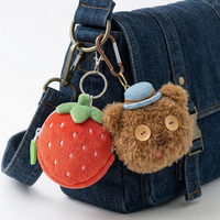 Porte-monnaie en peluche ours hamburger dessin animé avec logo personnalisé, mini sac portable porte-clés, rangement pour écouteurs pour filles et enfants