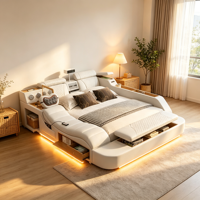 Multifunktionales Echtleder-Bett Modernes Schlafzimmer Tatami-Bett mit Stauraum Medien-Schlafzimmer Hotel-Projektmöbel
