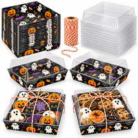 Boîte à biscuits d'Halloween avec couvercle transparent, boîtes à friandises en papier, emballage pour bonbons, conteneur à pâtisserie pour boulangerie, boutique de desserts