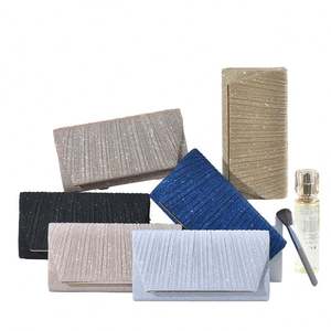 Bolso de mano largo tipo caja con detalles metálicos, bandolera de piel sintética tipo clutch de marca de lujo para mujer de noche - Product Image 4