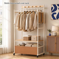 Porte-vêtements simple en métal sur pied, démontable, avec étagères de rangement pour chambre, dortoir, balcon, magasin de vêtements et salon