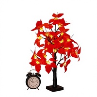 Lampu Motif Bunga Poinsettia Natal LED 24 Kepala untuk Dekorasi Rumah dan Acara Liburan