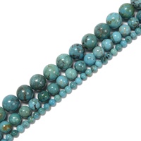 Perles de pierre turquoise bleu-vert naturelles YMJ du Hubei, 4 mm, 6 mm, 8 mm, 10 mm, lisses et rondes, certifiées GIC, pour la fabrication de bijoux