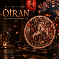 Pièce commémorative en cuivre fin 999 de 1 oz, représentant une jeune femme japonaise en kimono Oiran et des fleurs de cerisier, colorée, objet de collection, souvenir, objet de présentation, cadeau