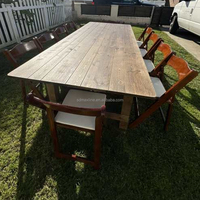 Französischer Stil 8 oder 10 Personen Rustikaler Massivholztisch Rechteckiger Hochzeits-Holzklapptisch im Landhausstil