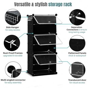 Zapatero Modular Antipolvo con Gancho, Gran Capacidad, Ahorro de Espacio, Organizador de Zapatos Ensamblado para la Entrada del Hogar - Product Image 4