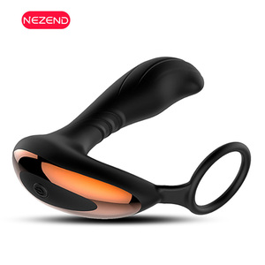 Vibrador eléctrico de empuje para próstata masculina, vibrador con tapón Anal con anillo para el pene, juguete sexual masculino, vibrador de retraso de entrenamiento de próstata - Product Image 1