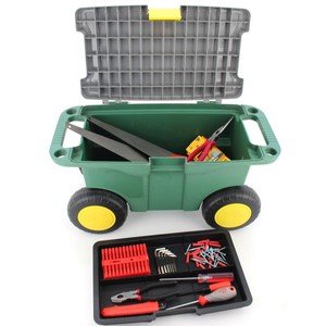 Carrello Portautensili in Plastica PP con Sedile e Contenitore, Cassetta <span class=keywords><strong>Porta</strong></span> <span class=keywords><strong>Attrezzi</strong></span> da Giardino - Product Image 5