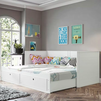 Modernes Design Massivholz Kiefer Sofa-Bett mit Ausziehbett 80 x 160/200 cm Doppel-Tagesbett mit Lattenrost Weiß