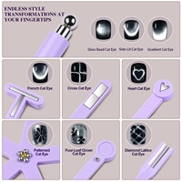 Bâtonnet magnétique 8-en-1 puissant pour ongles, stylo magnétique pour vernis gel œil de chat, outil de manucure 3D pour la création d'art des ongles, pour gel UV LED, DIY et salon