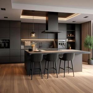 Luxury Durable Cabinets Kitchen Modern Wood Kitchen Cupboards Black Kitchen Cabinets and Countertops - Product Image 3