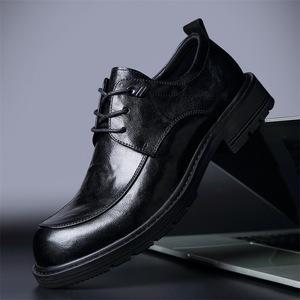 Chaussures en cuir pour hommes à bout carré et lacets, légères, respirantes, antidérapantes, printemps-été, vente en gros d'usine de haute qualité - Product Image 4