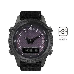 Yeni erkek taktik kol saati geri sayım çalar saat pusula kronometre güneş şarj açık Smartwatch