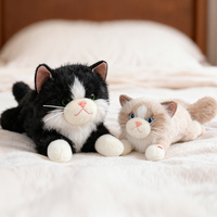 Peluche chat Ragdoll en forme de poupée, remplie de granulés, en position couchée, avec fonction sonore, douce, compagnon de bureau, peluches pour bébé