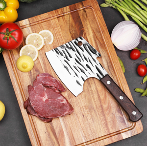 Hache de <span class=keywords><strong>boucher</strong></span> forgée pour couper la viande et les os, hache viking en acier inoxydable de 5 mm d'épaisseur avec manche en bois pour la cuisine - Product Image 1