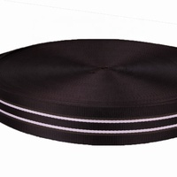 Sangle élastique réglable en nylon noir de 38 mm avec deux rayures rose clair, durable, pour sac, épaule, ceinture, jacquard Liman