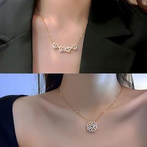 Colgante de Trébol <span class=keywords><strong>con</strong></span> Cuatro Corazones Magnéticos Combinables de Aleación de Circonio, Brillante y de Lujo Ligero, Regalo Lindo para el Día de San Valentín para Mujer - Product Image 4