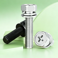 Vis combinée à tête hexagonale et embase cruciforme en acier inoxydable 304, pré-assemblée  assemblé 3  in  1 vis pour fixation d'armoires, d'automobiles et de pièces mécaniques
