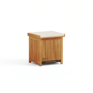 Boîte de rangement en bois pour coussins, mobilier d'extérieur, type sur pied à un niveau, en tissu de coton marron - Product Image 1