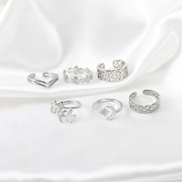 6 buah/set perhiasan cincin grosir musim panas cincin baja tahan karat dapat disesuaikan perhiasan berlapis emas 18K cincin jari kaki geometris untuk wanita