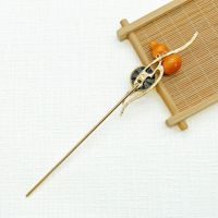 Bâtonnet à cheveux en forme de calebasse de style chinois avec pompon pour femme, élégant bâtonnet en métal, épingle à cheveux Hanfu, accessoires capillaires de style ancien