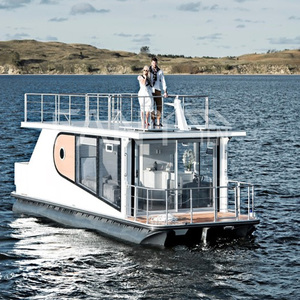 Maison flottante 2 chambres <span class=keywords><strong>Sea</strong></span> <span class=keywords><strong>king</strong></span> 10m 33 pieds Maison flottante en aluminium Système de traitement des eaux usées pour les bateaux Maison flottante avec terrasses sur le toit - Product Image 1