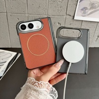 Nouvelle coque de téléphone pliable pour iPhone Duo, Housse en cuir magnétique à texture unie, Coque de protection artisanale
