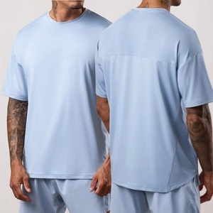 Custom <strong>88</strong>% <strong>Polyester</strong> <strong>12</strong>% <strong>Elastane</strong> Reflective Logo Tshirts Side Split Mesh Panelling Oversized Training Tshirts for Men - Product Image 1