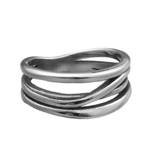 Bague géométrique en acier inoxydable pour homme, design vintage argenté multi-spirales, bijou cadeau - Product Image 1