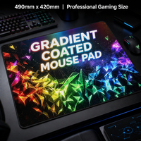 Tapis de souris enduit personnalisé avec dégradé RGB, tapis de souris de jeu 490 x 420 mm, imperméable, antidérapant, en caoutchouc, pour bureau de sport électronique