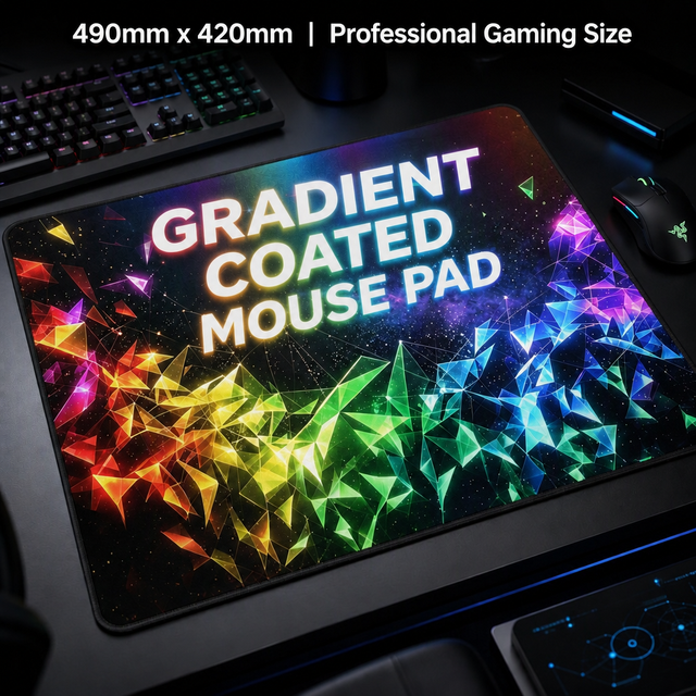 Coated Mouse Pad Custom RGB Gradient Gaming Mouse Pad 490 X 420mm Waterproof Non Slip Rubber Mousemat for E Sports Desk