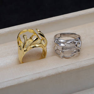 Bague artisanale DIY en argent S925 à extrémité ouverte avec petite perle baroque 11*17mm, accessoire de mode unisexe, marque Wenchi - Product Image 1