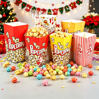 Gobelet carré en papier pour pop-corn, boîte pliante en papier de qualité alimentaire, seau à collation imprimé sur mesure pour frites et aliments cuits, emballage