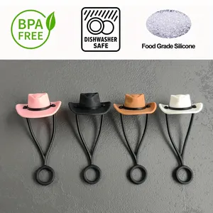 Cubierta de silicona duradera y reutilizable para pajita de vaso Stanley de 30 y 40 oz, diseño de sombrero de vaquero, bonita y protectora, para decoración de la punta de la pajita. - Product Image 6