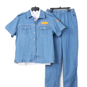 soft abrasion resistance jeans work clothes cowboy overalls safety uniform Denim workwear work suit