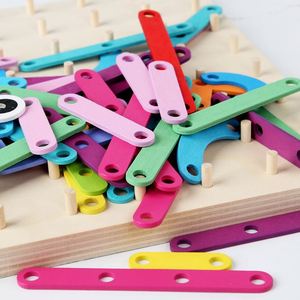 2 in 1 Double-Sided Pattern Cards Wooden Geoboard Letter Number Construction <b>Puzzle</b> Board - Product Image 4