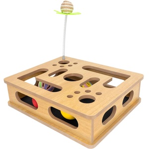 Boîte d'enrichissement interactive <span class=keywords><strong>pour</strong></span> <span class=keywords><strong>chat</strong></span>, griffoir et boîte de soin des ongles intégrée avec papier abrasif <span class=keywords><strong>pour</strong></span> affûter les griffes de votre animal tout en le faisant jouer - Product Image 1