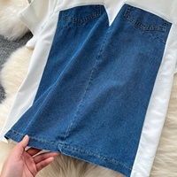 Conjunto de Dos Piezas de Camiseta de Manga Corta y Pantalones Casuales de Cintura Alta con Top de Mezclilla para Mujer