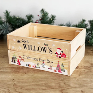 Cajas de regalo de Nochebuena personalizadas Artesanía de madera Cajas de regalo de madera elegantes y letreros de pared para regalos de vacaciones - Product Image 4