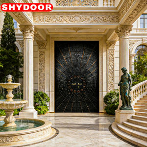 Portail <span class=keywords><strong>d</strong></span>'<span class=keywords><strong>entrée</strong></span> dynamique de luxe pour villa, en aluminium <span class=keywords><strong>d</strong></span>écoupé au laser, à double battant, activé par le vent, avec motif sculpté, en alliage, pour extérieur, sécurisé - Product Image 4