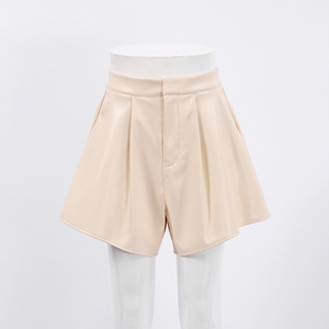 Streetwear mode 2024 PU femmes taille haute butin chaud dames jambe large en cuir pantalons courts Shorts pour femmes décontracté avec poche - Product Image 4