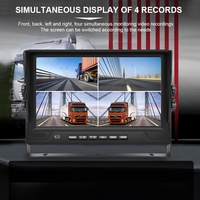 Kit de Cámara de Visión Trasera Digital AHD Podofo de 9'' con Cable, 4 Canales, Visión Nocturna IPS para Camiones, Autobuses y Autocaravanas, 12V-24V, con Grabación