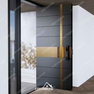 Portes de sécurité extérieures de luxe Cosyhouse, design blanc, pour maisons, <span class=keywords><strong>porte</strong></span> extérieure pour la maison, portes <span class=keywords><strong>d</strong></span>'<span class=keywords><strong>entrée</strong></span> extérieures avec poignée dorée - Product Image 3