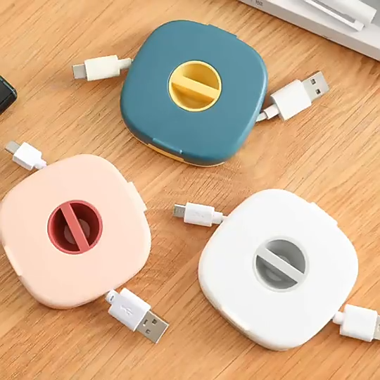 DS1823 Organisateur De Câble Rotatif Boîte Enrouleur De Câble En Plastique Fil Mallette De Rangement Support De Téléphone Fil De Souris Écouteur