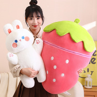 Creativo Peluche de Conejo Fresa de 30/40/60/80cm, Juguete de Peluche Transformable en Cerdito, Almohada de Peluche, Regalo de Cumpleaños para Niñas